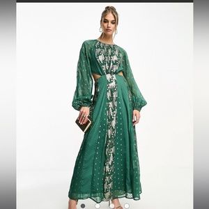 metallic jacquard midi dress